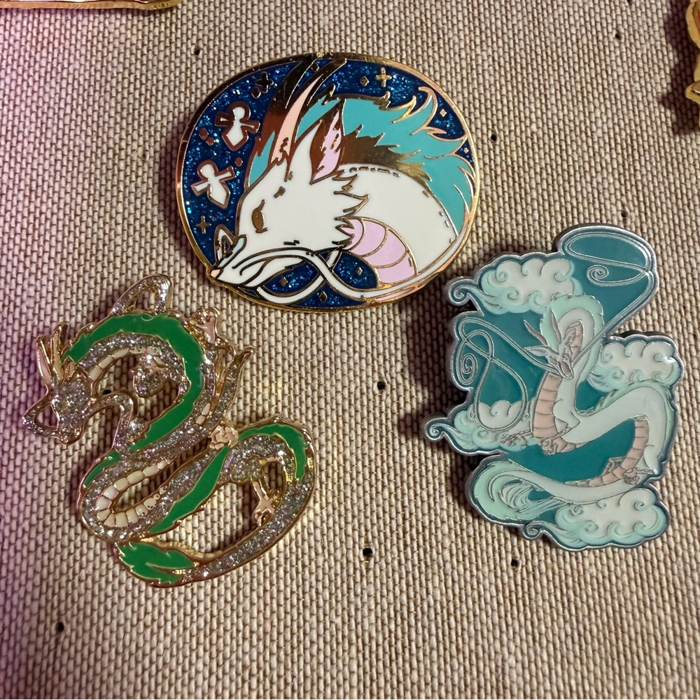 Studio Ghibli Haku Dragon Enamel Pin Bundle of 3 — Spirited Away Sparkle Designs
